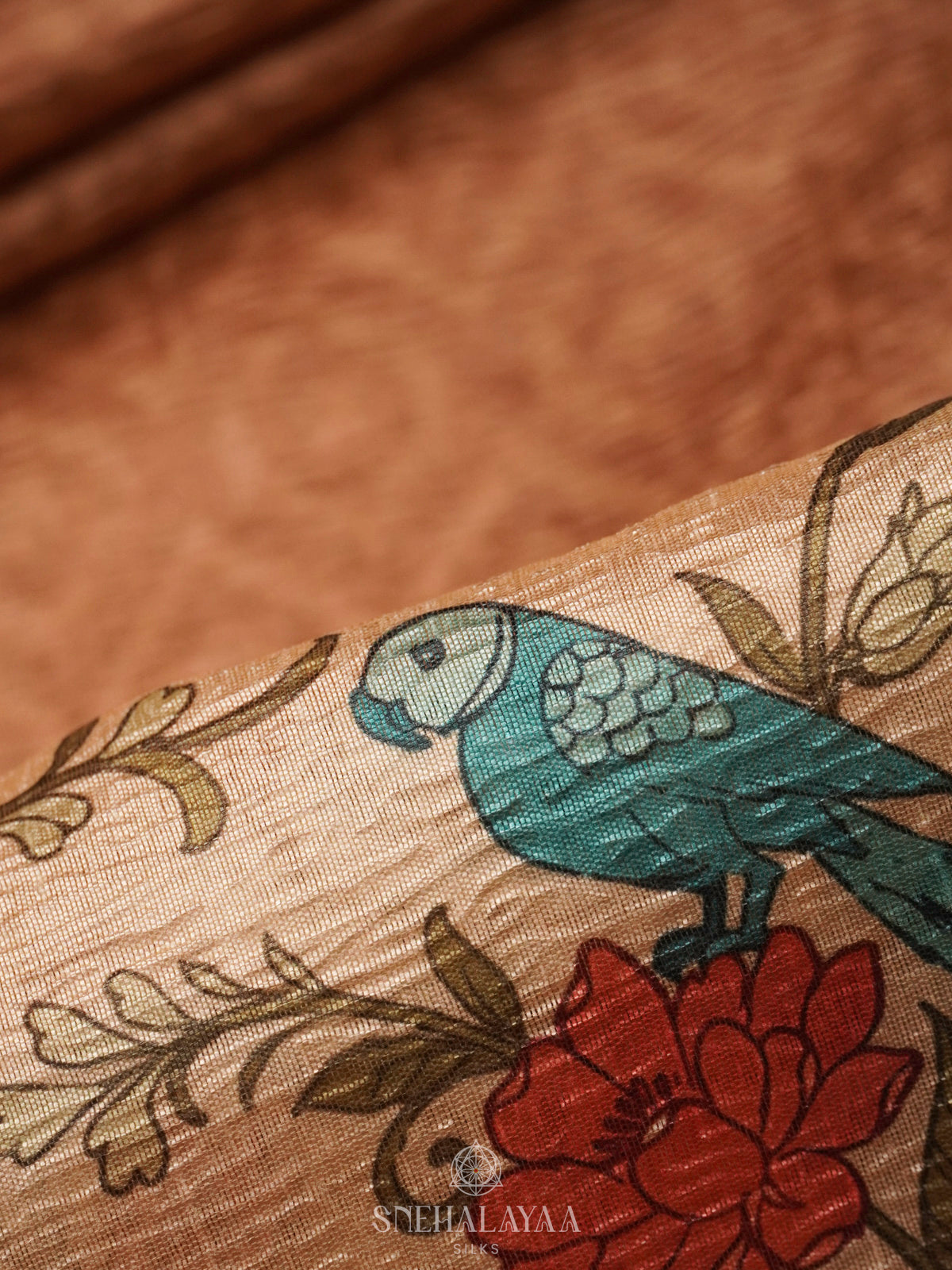 pale brown Tussar Saree