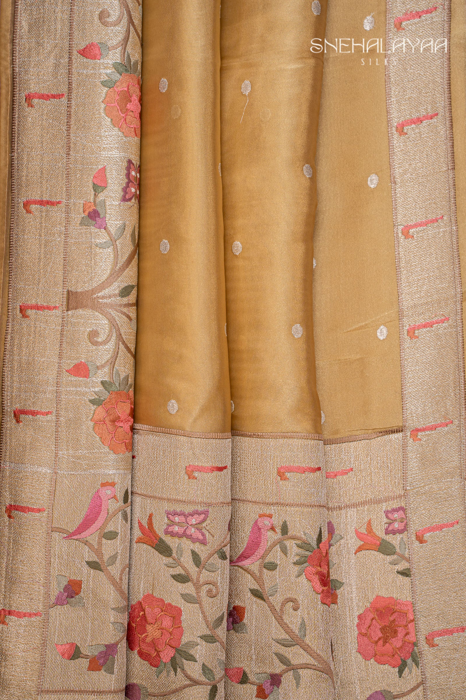 Gold Tissue Embroidery Saree