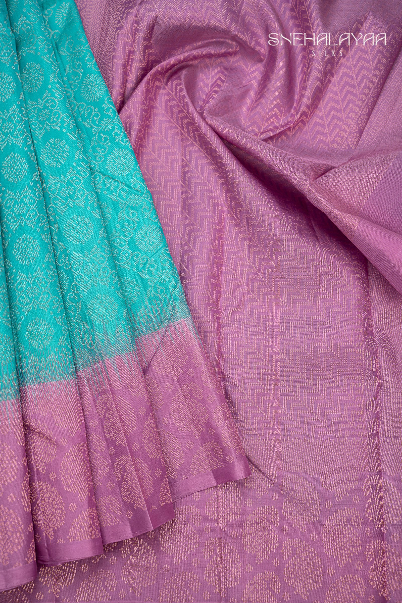 Sky Blue Kancheevaram Silk Saree