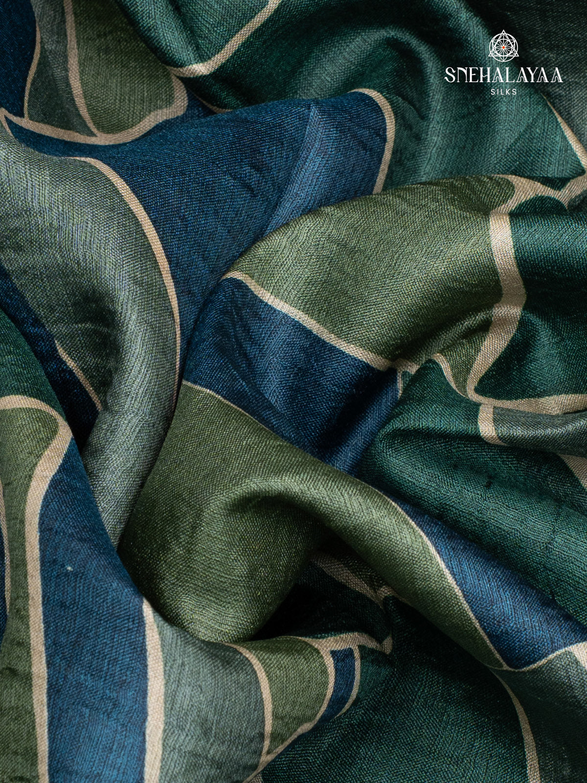 Navy Blue Tussar Saree