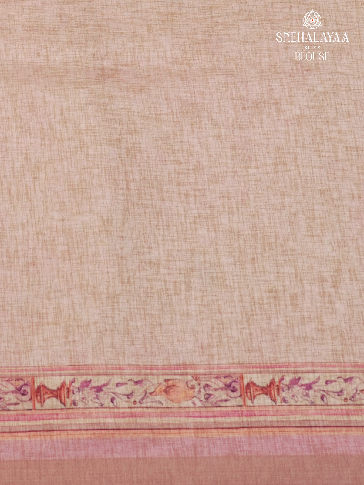 Pink Floral Printed Tussar Saree