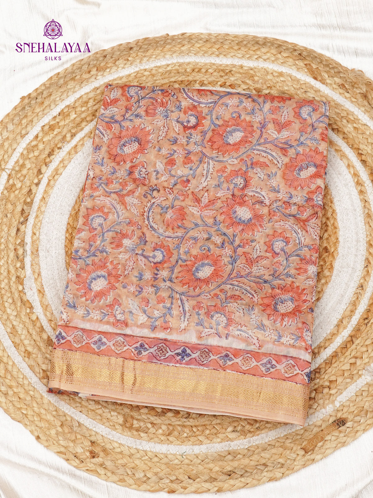 Pastel Orange Chanderi Saree