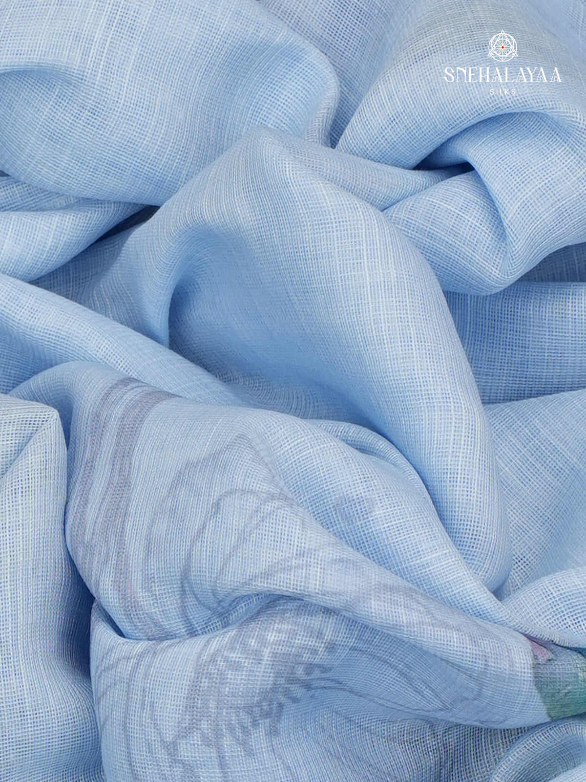 Pastel Blue Linen Saree