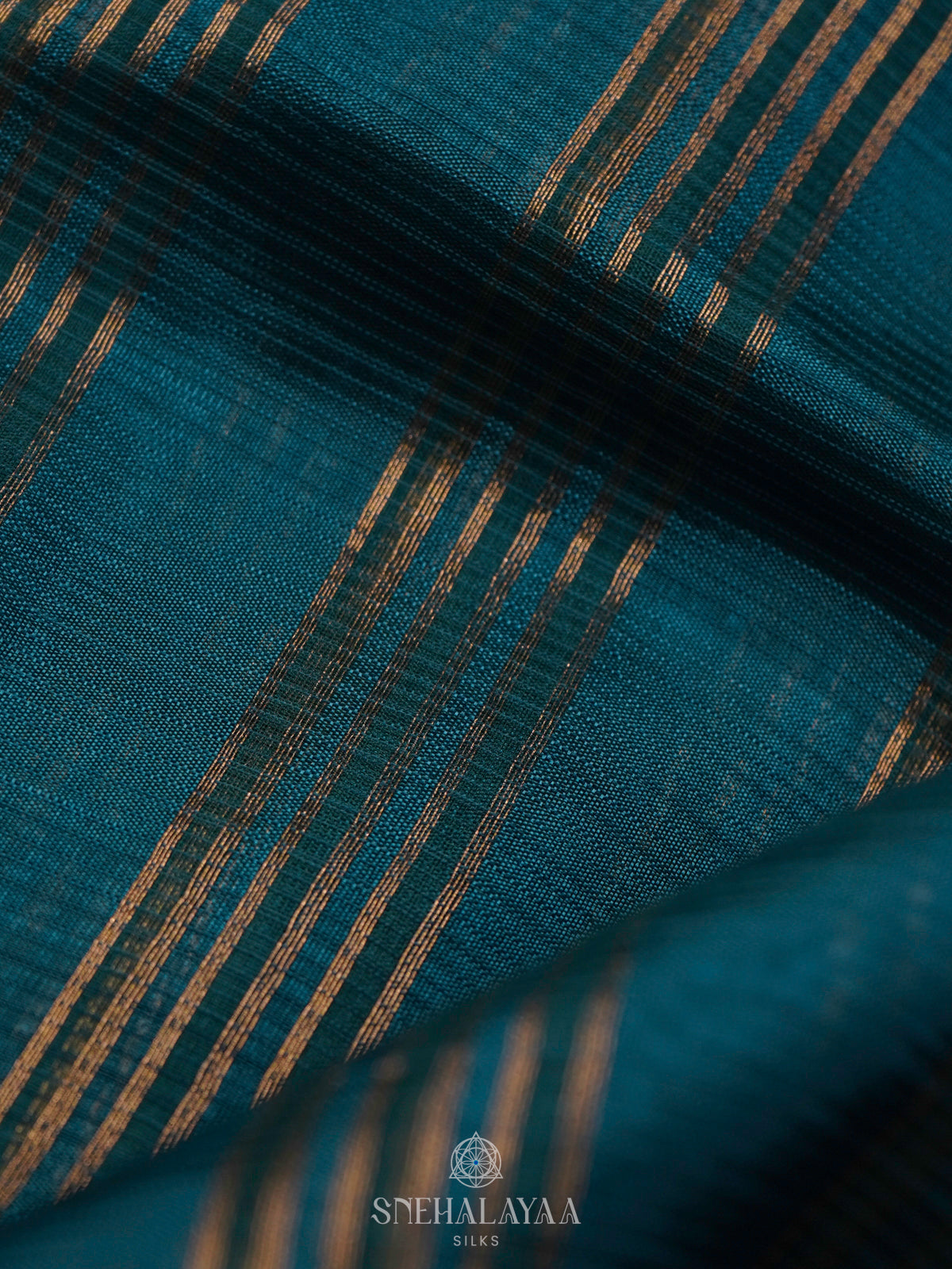 Peacock Blue Banaras Kora Silk Saree
