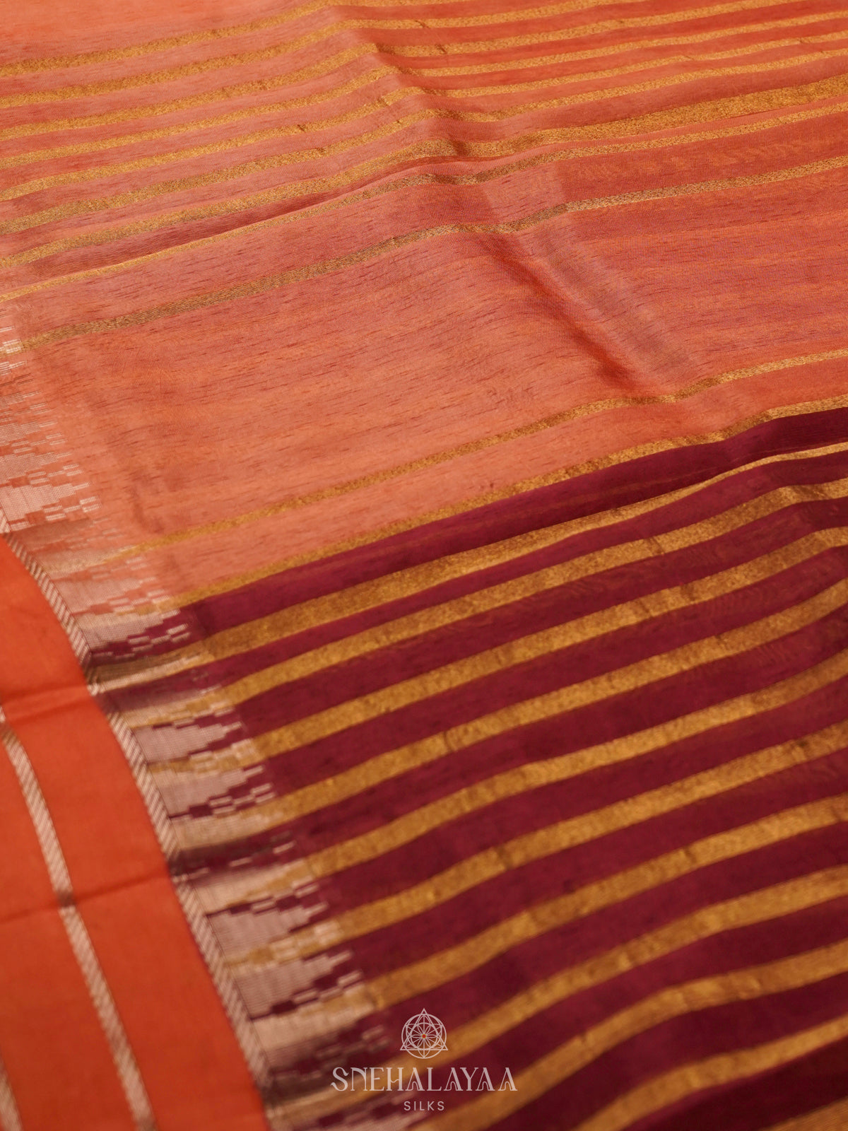 Maroon Banaras Kora Silk Saree