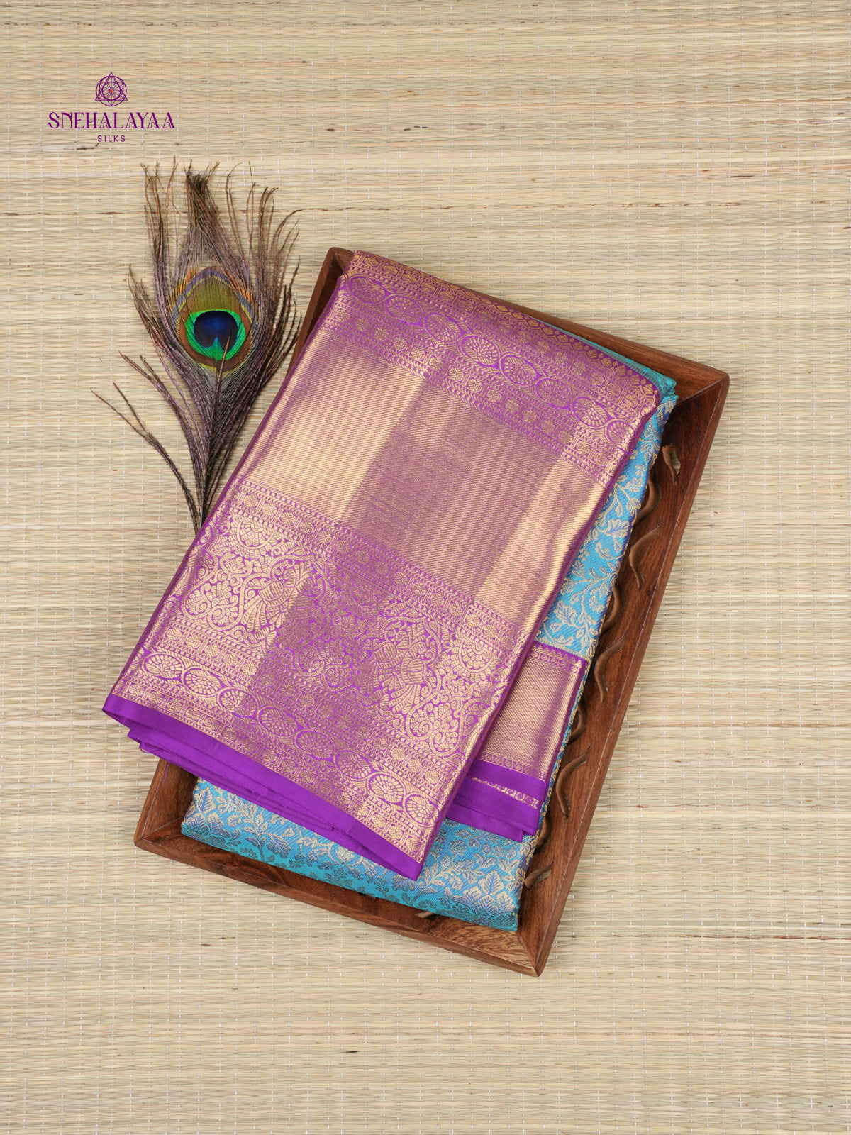 Peacock Blue Kanjivaram Silk Saree