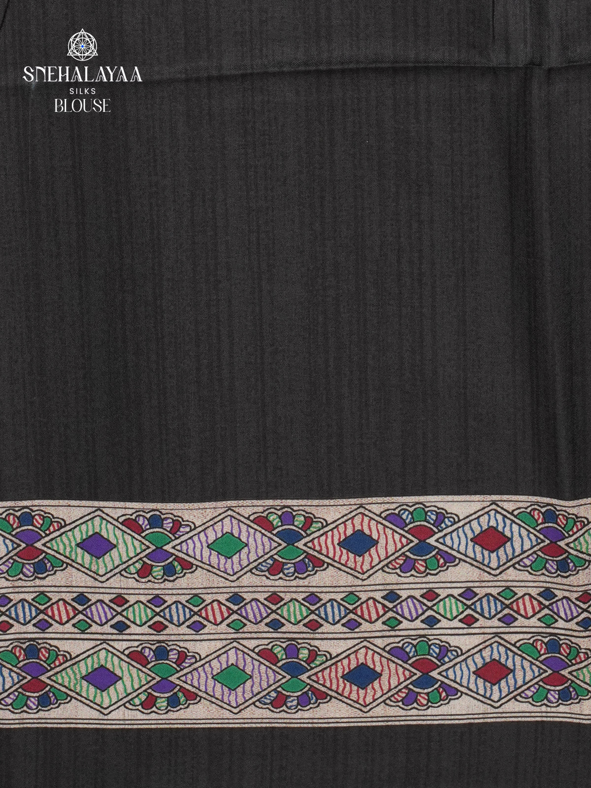 Beige With Black Border Madhubani Saree