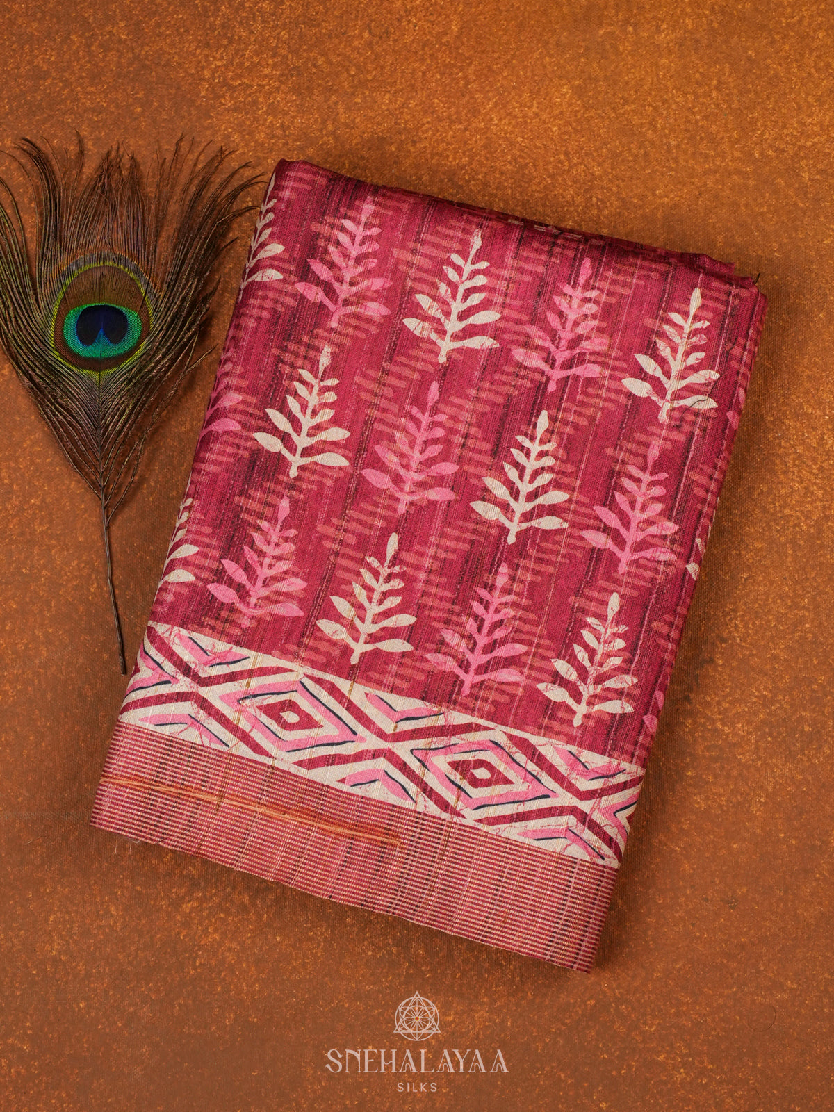 Maroon Tussar Saree