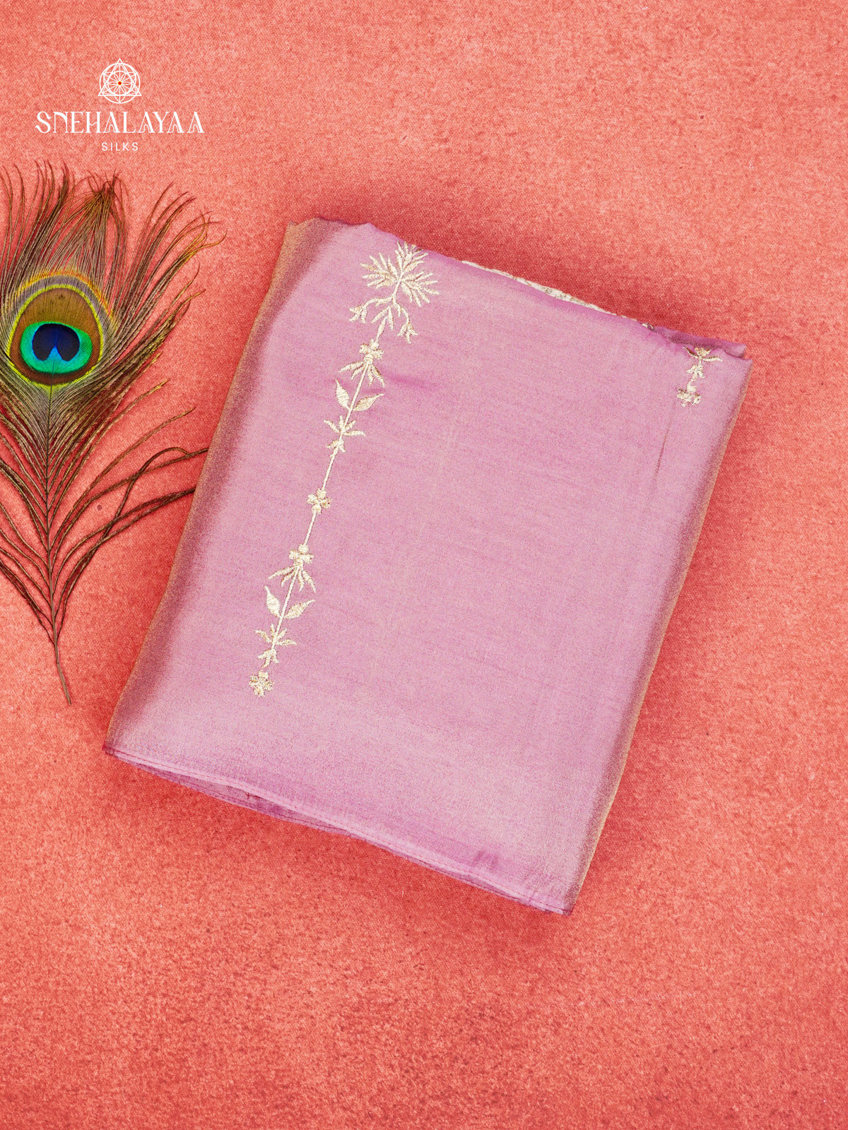 Pale Pink Soft Tissue Embroidery Saree