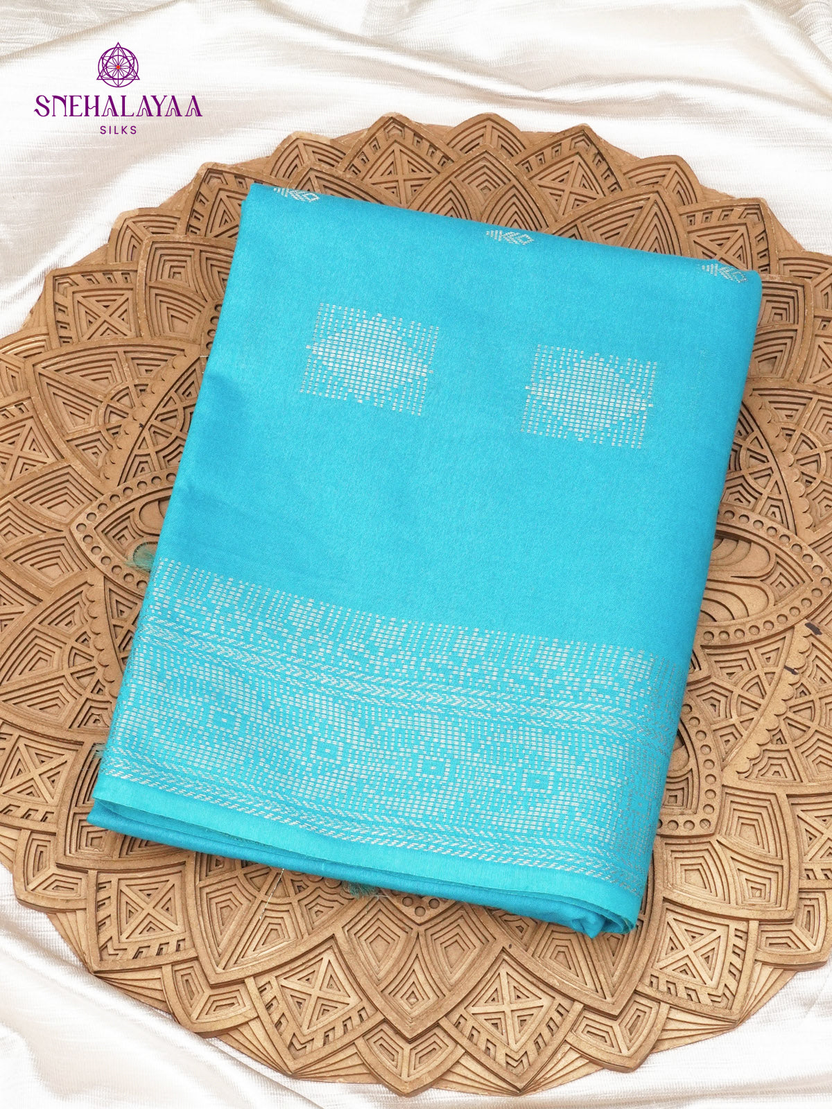 Sky Blue Bamboo Silk Saree
