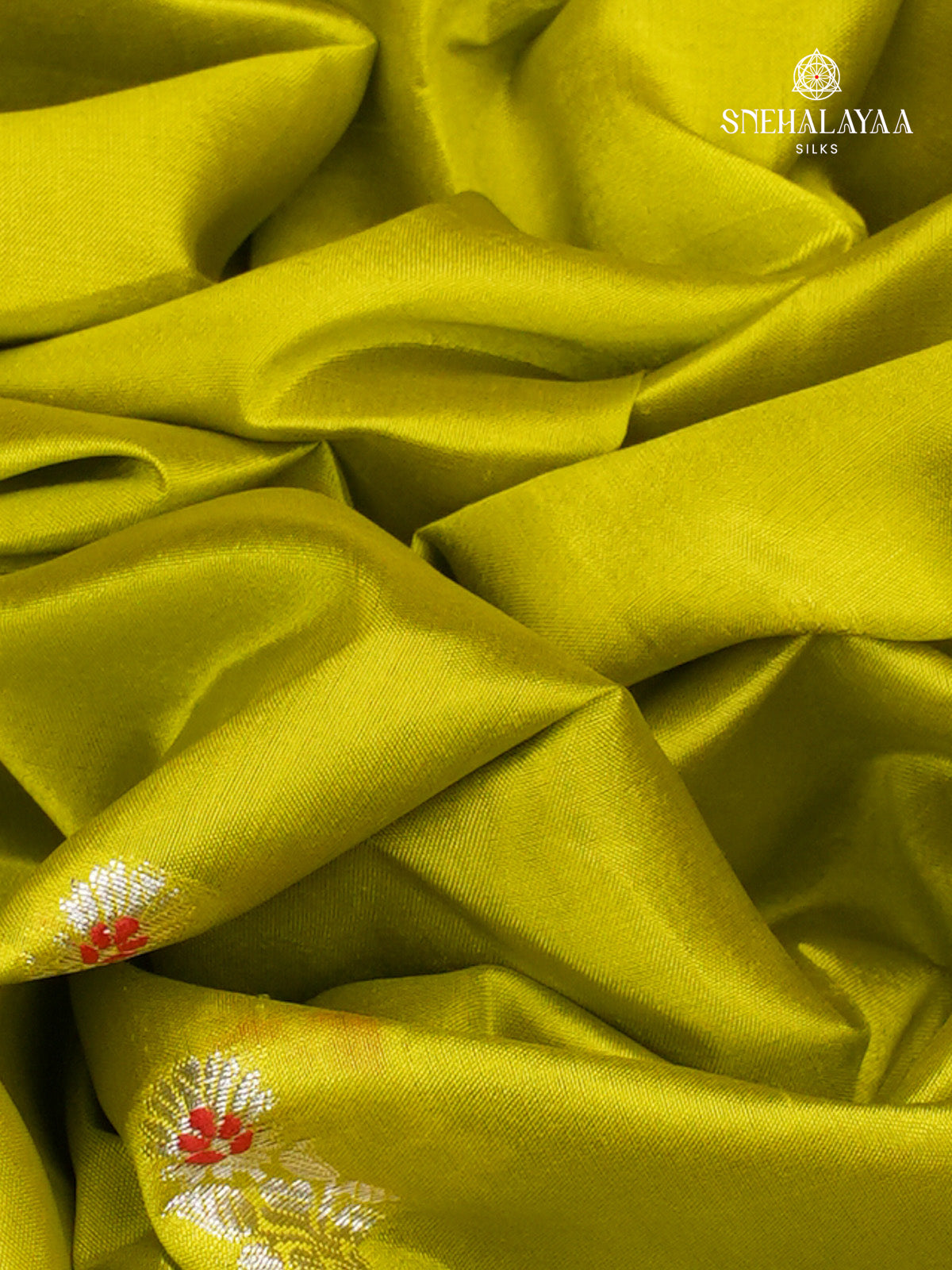 Chartreuse Green Chiniya Silk Saree