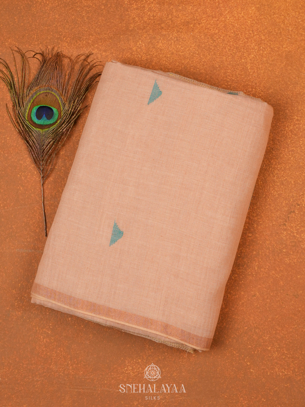 Peach Sambalpuri Cotton Saree