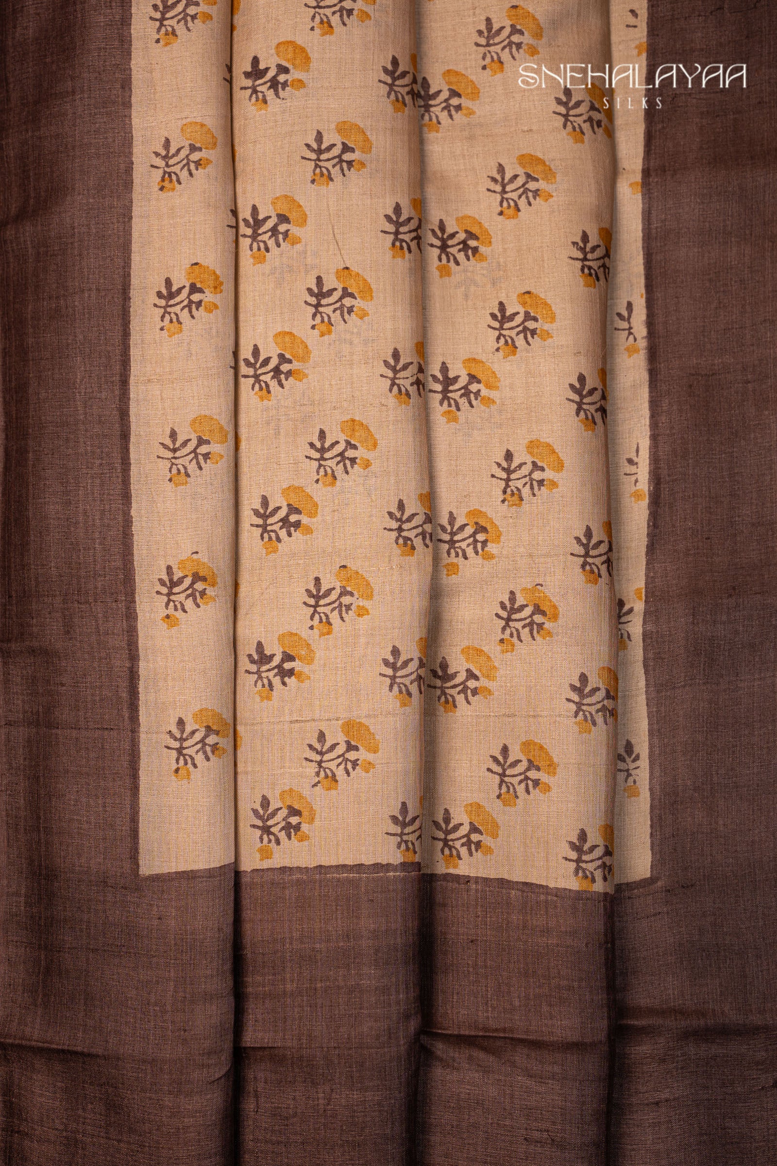 Beige Tussar Saree