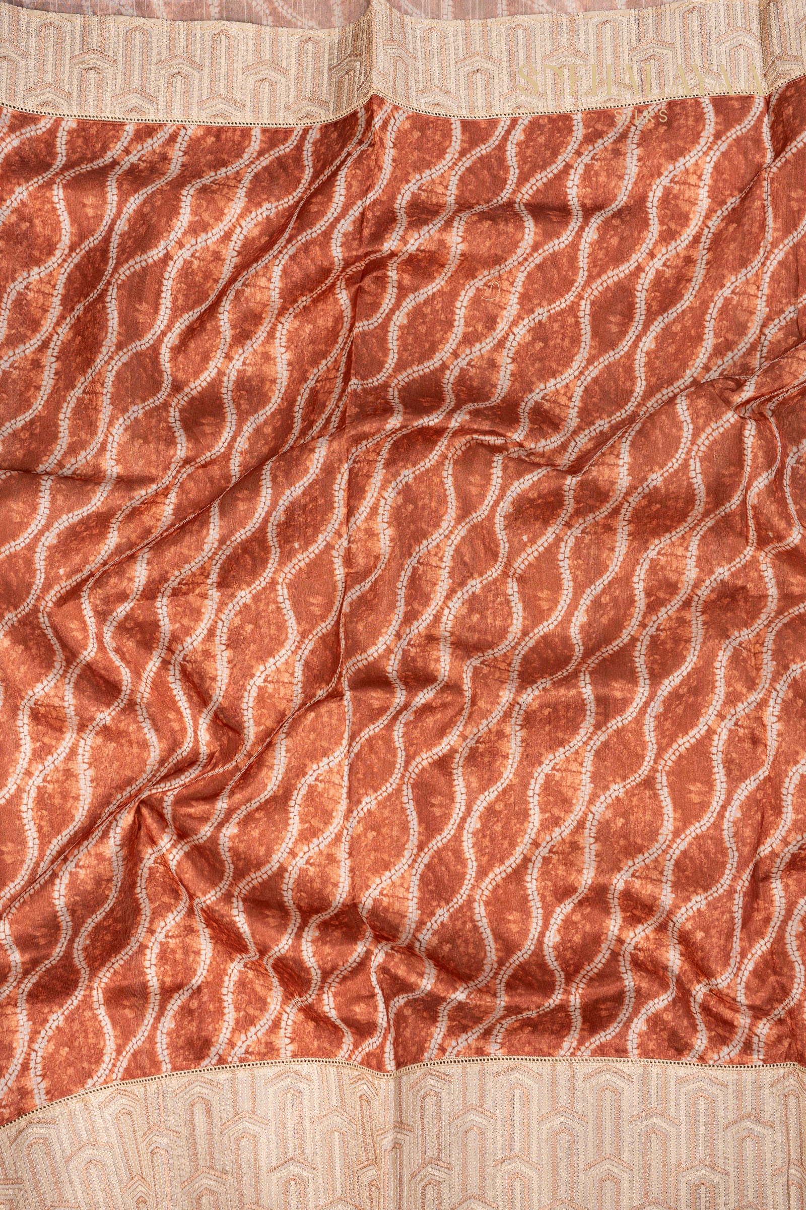 Rust Orange Raw Silk Saree