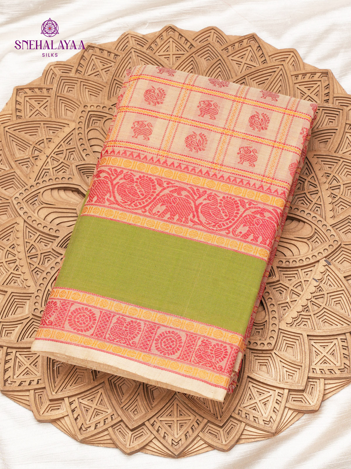 Sandal Pure Kanchi Cotton Saree