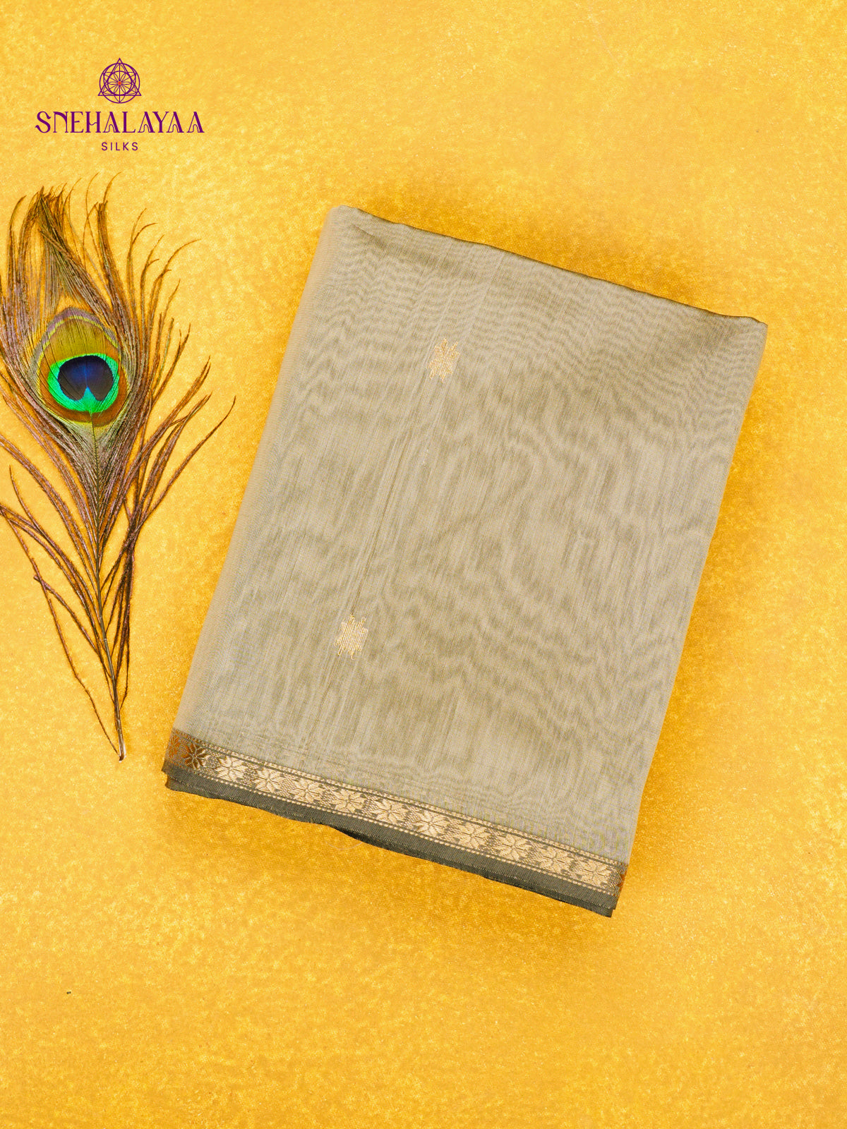 Beige Maheshwari Silk Cotton Saree