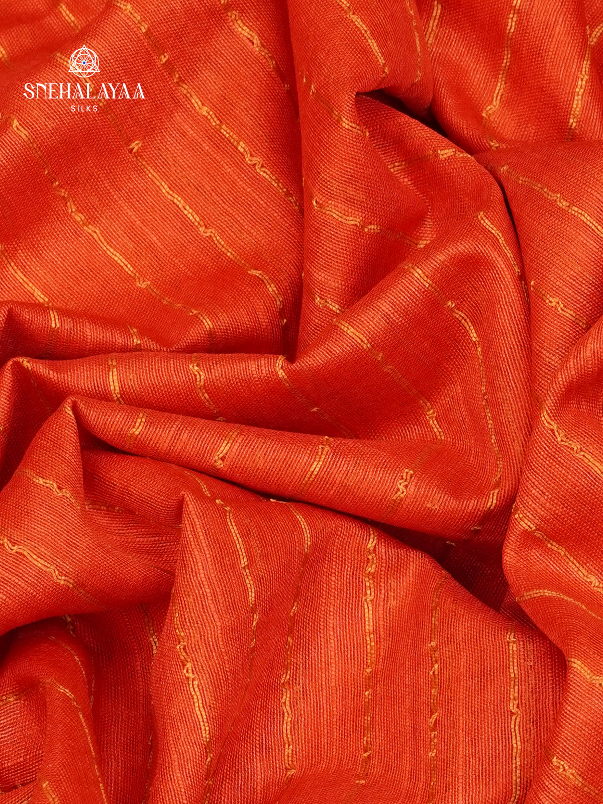 Orange Bamboo Silk Saree