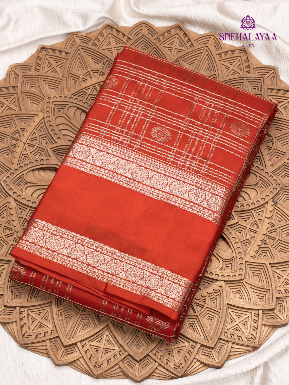 Rust Orange Kanjivaram Silk Saree