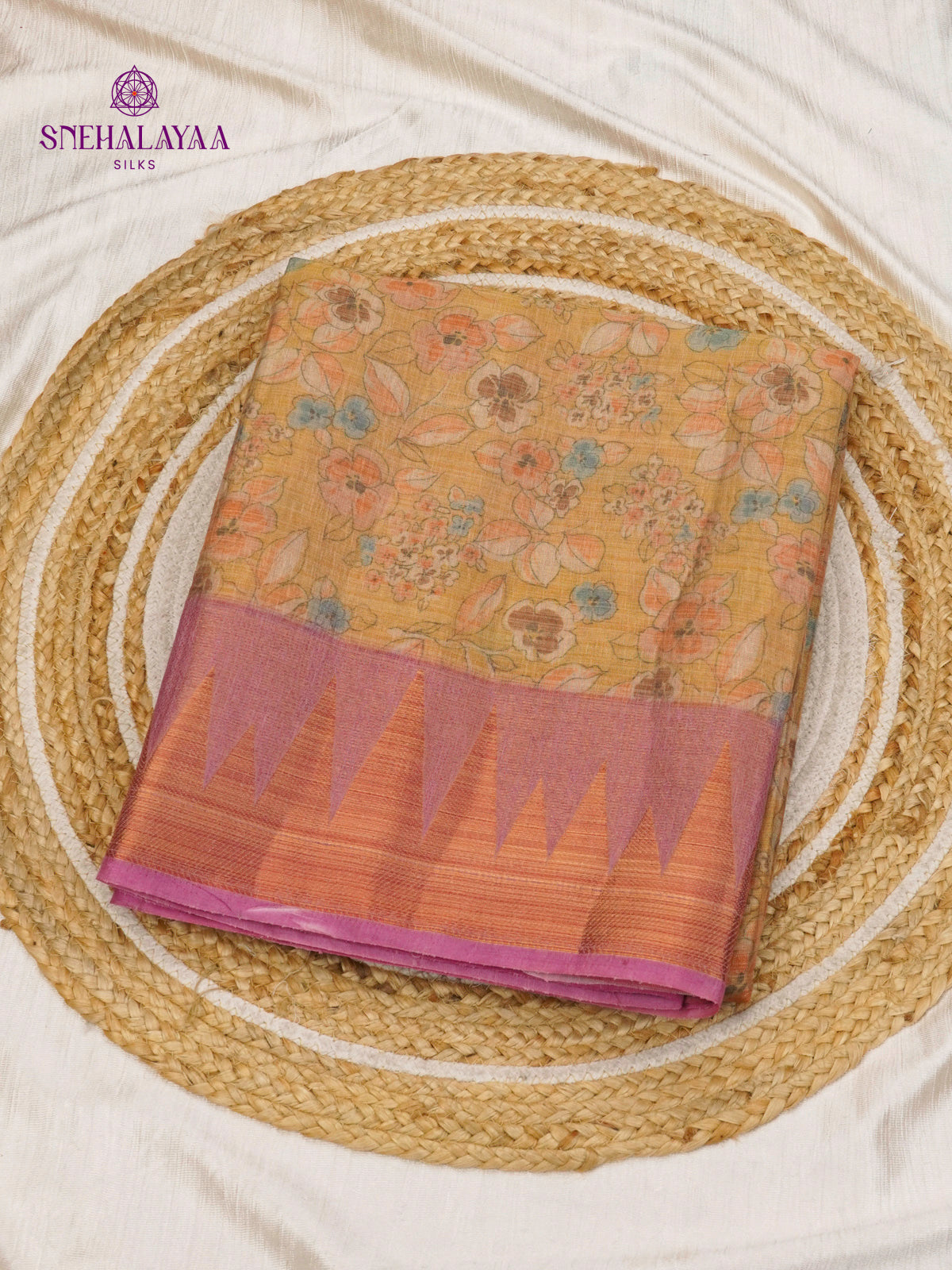 Orange Linen Tissue Saree
