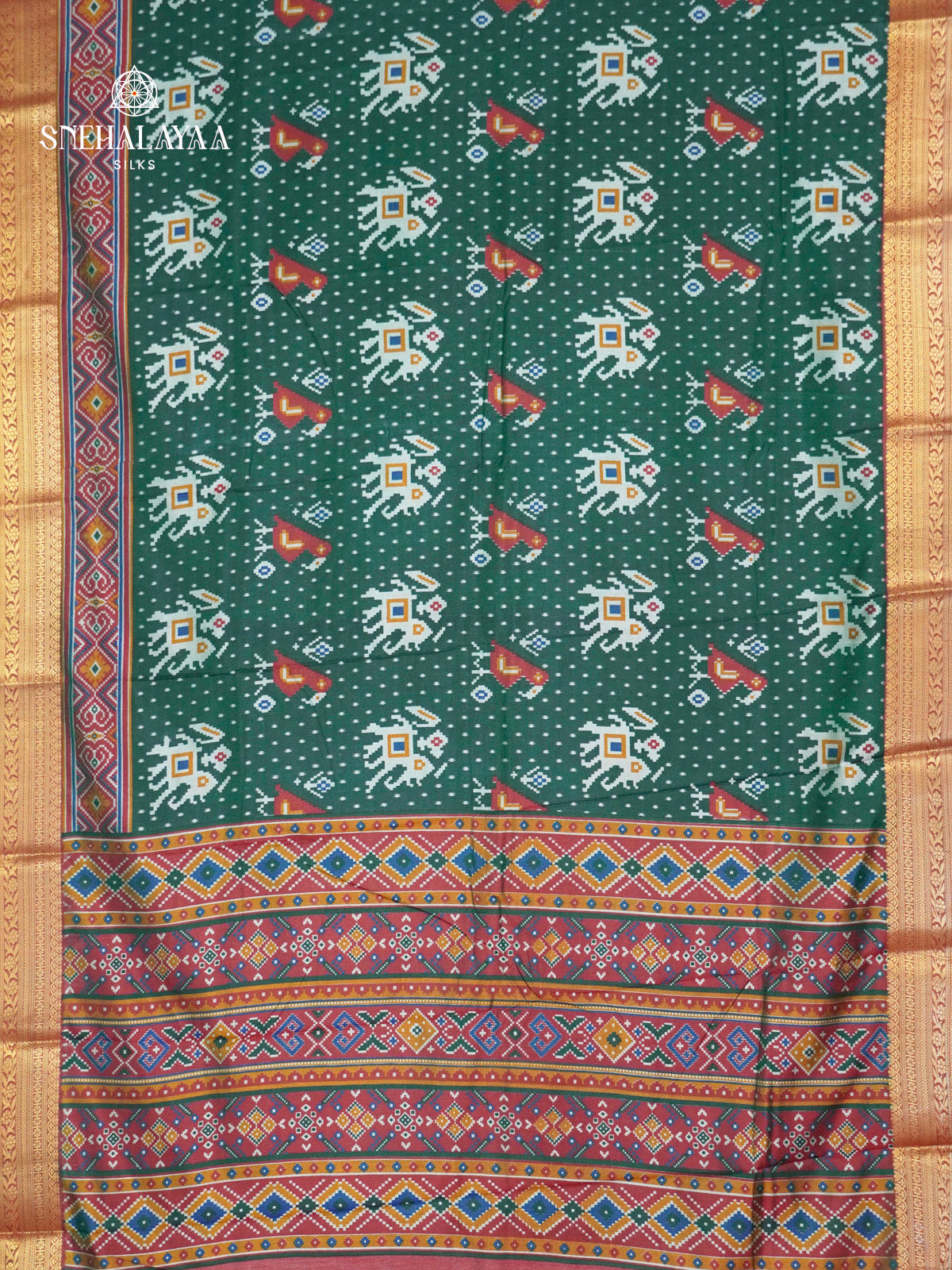 Emerald Green Ikat Saree