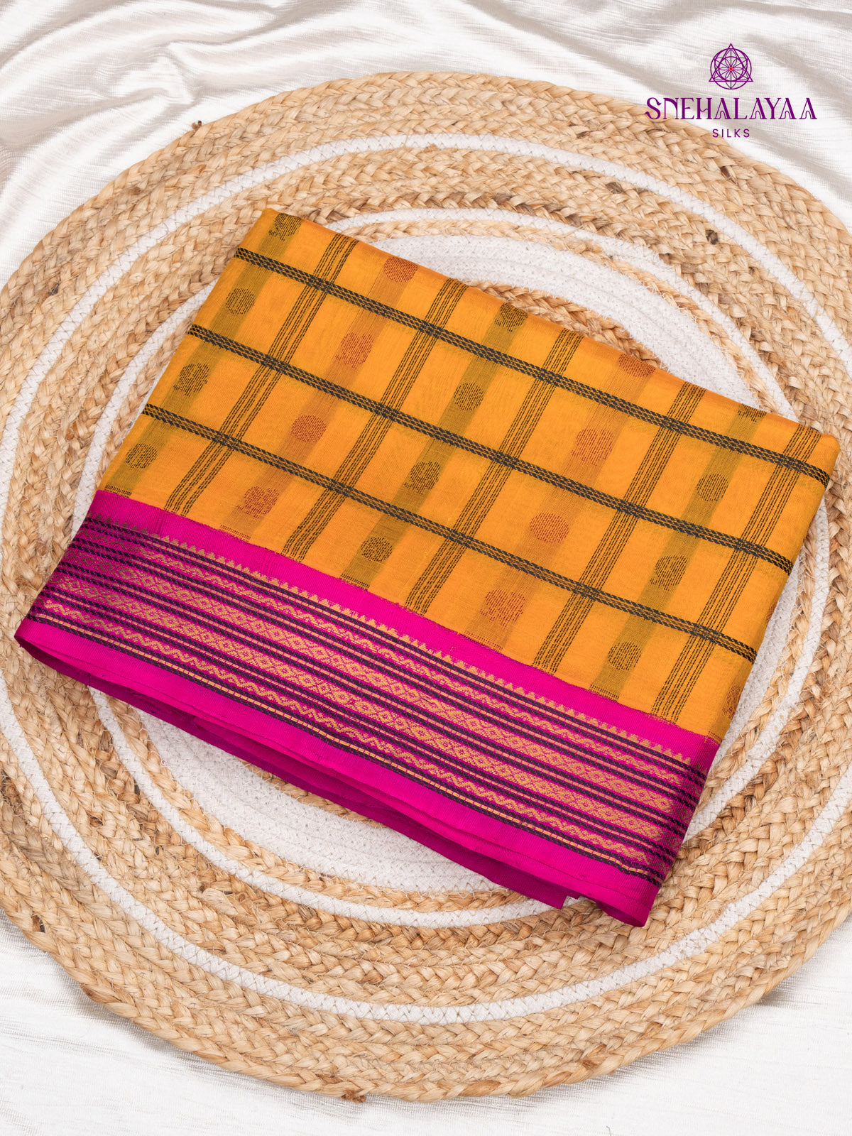 Rust Orange Kanchi Silk Cotton Saree