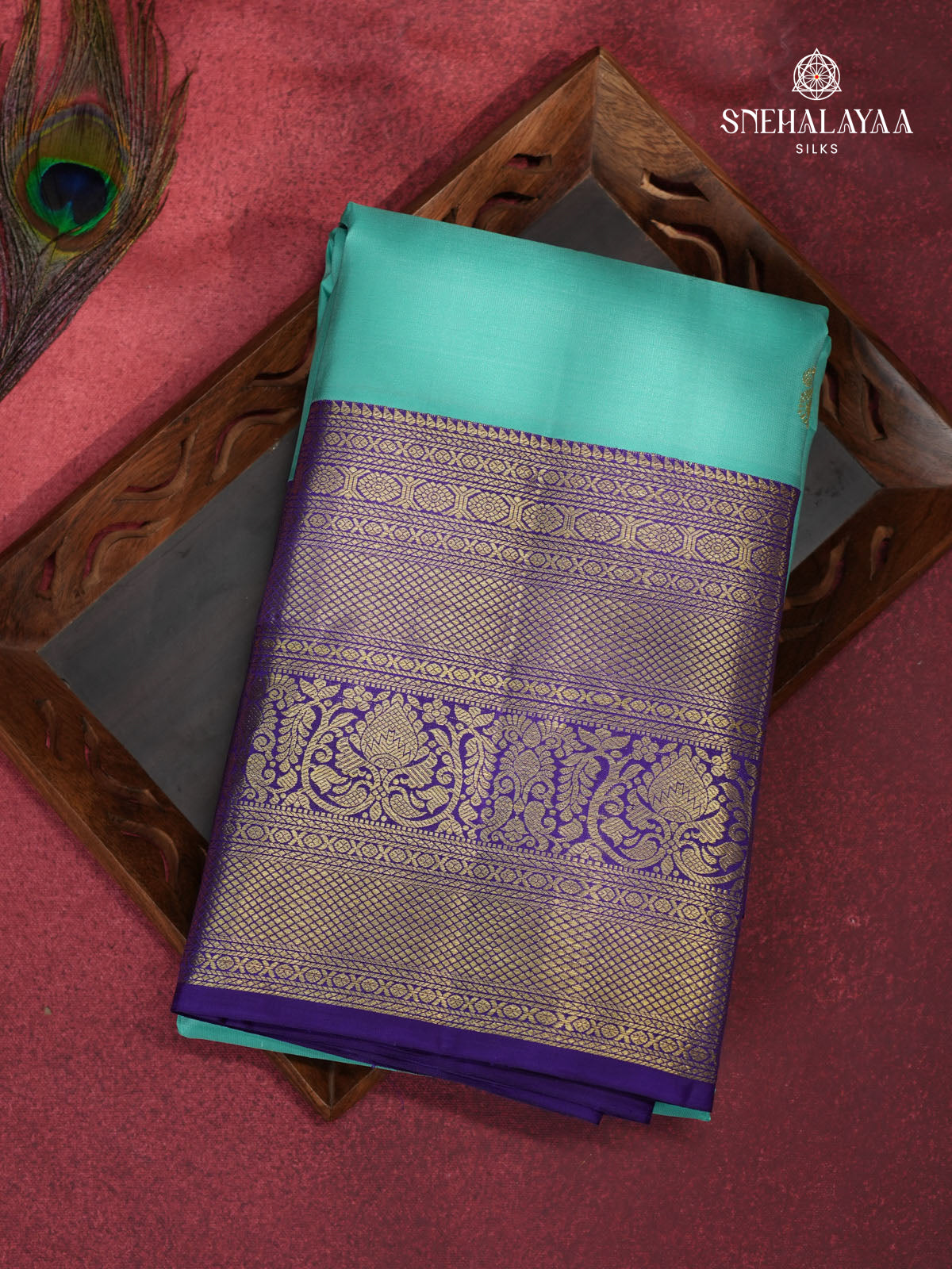 Teal Blue Kanjivaram Silk Saree