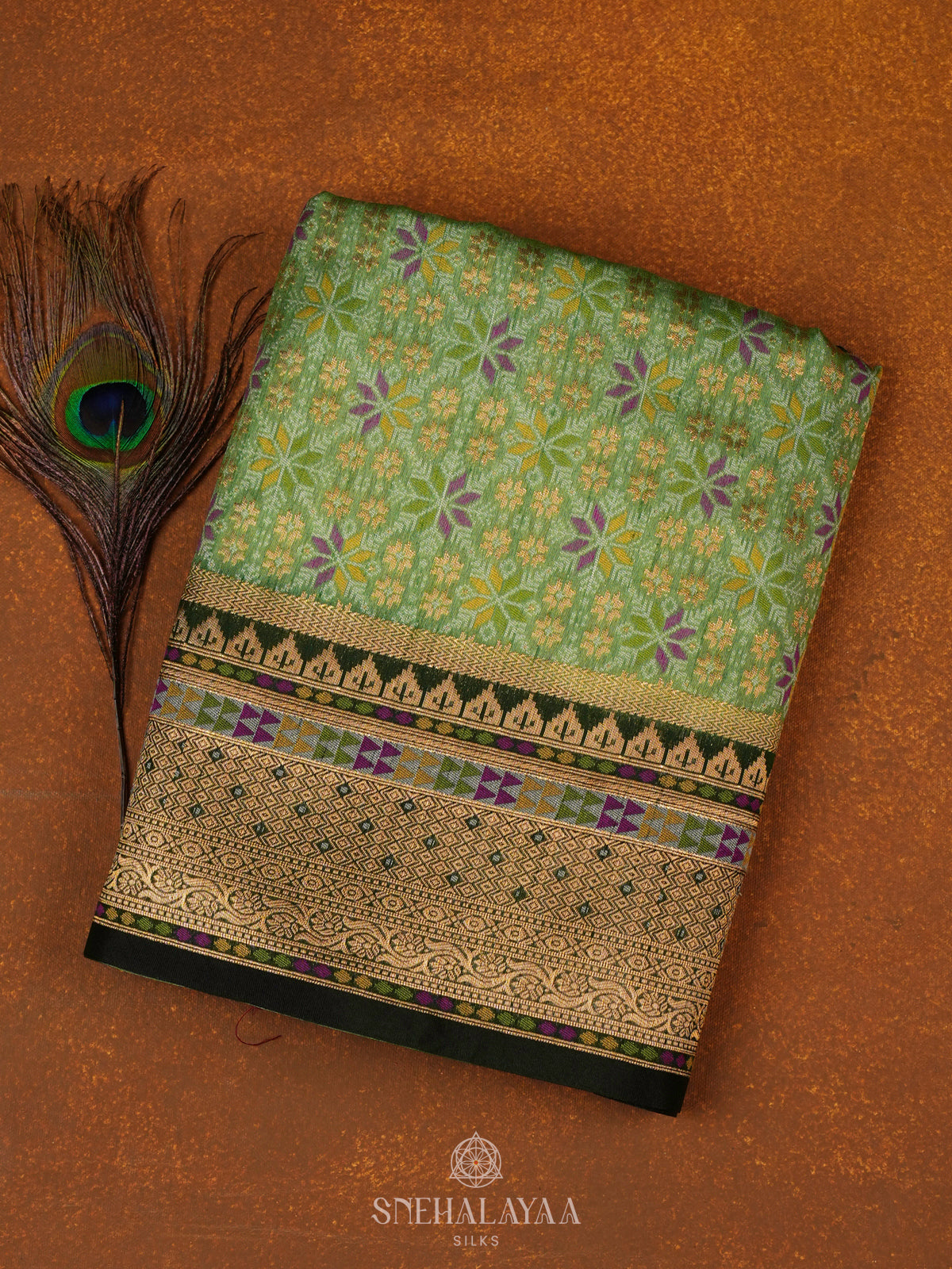 Green Ikat Silk Saree