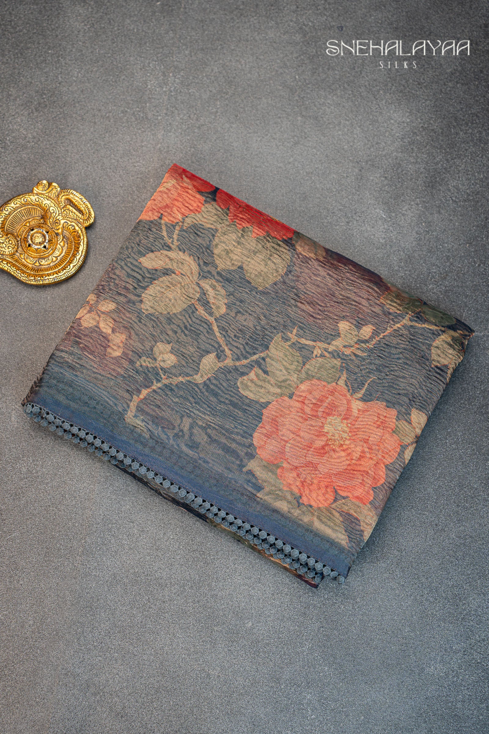 Aegean Blue Crush Tissue Saree