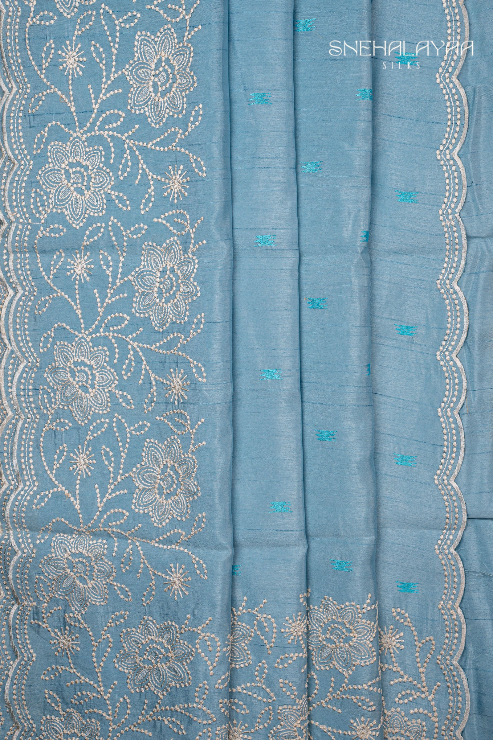 Sky Blue Raw Silk Saree