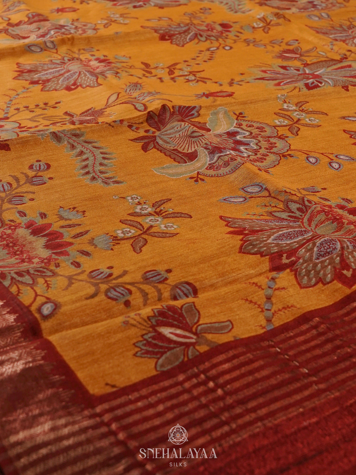 Yellow Munga Tussar Saree