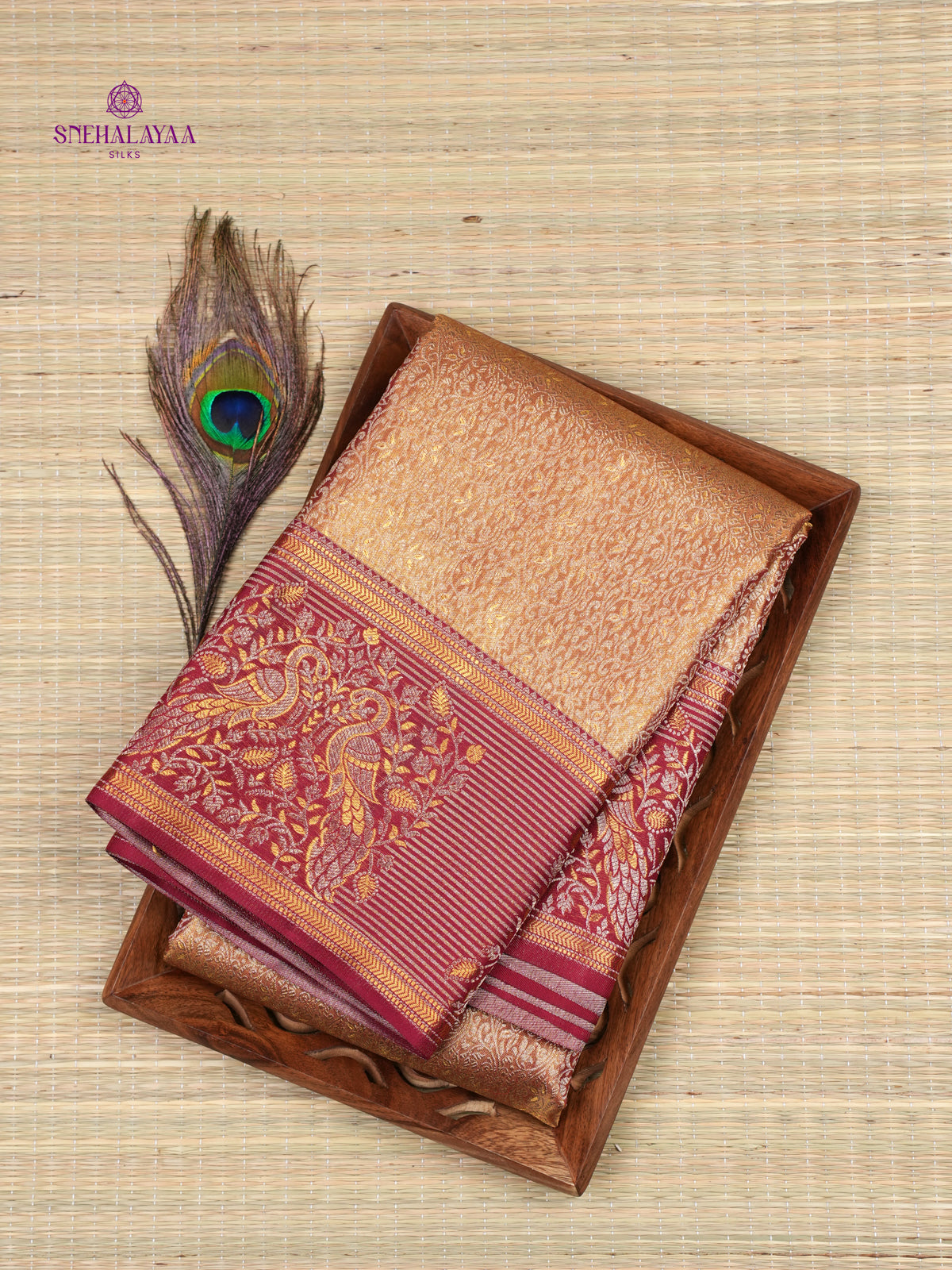 Golden Kanjivaram Silk Saree