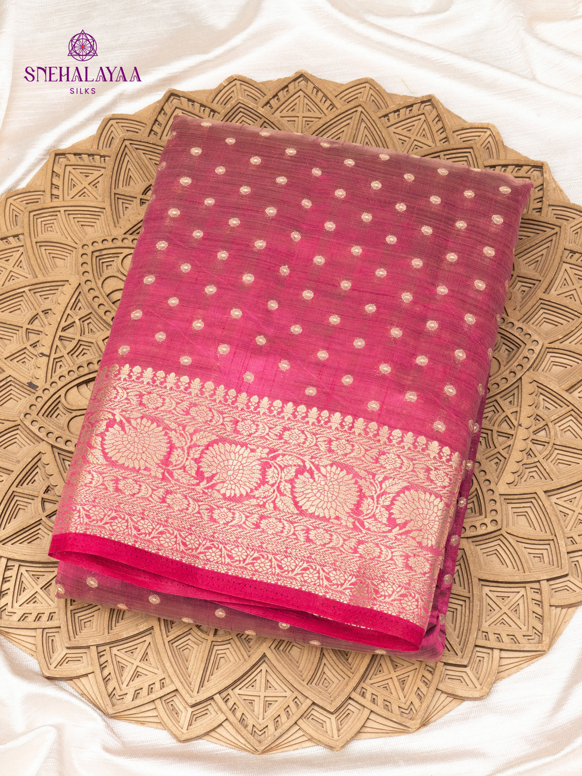 Peach Pink Raw Silk Saree