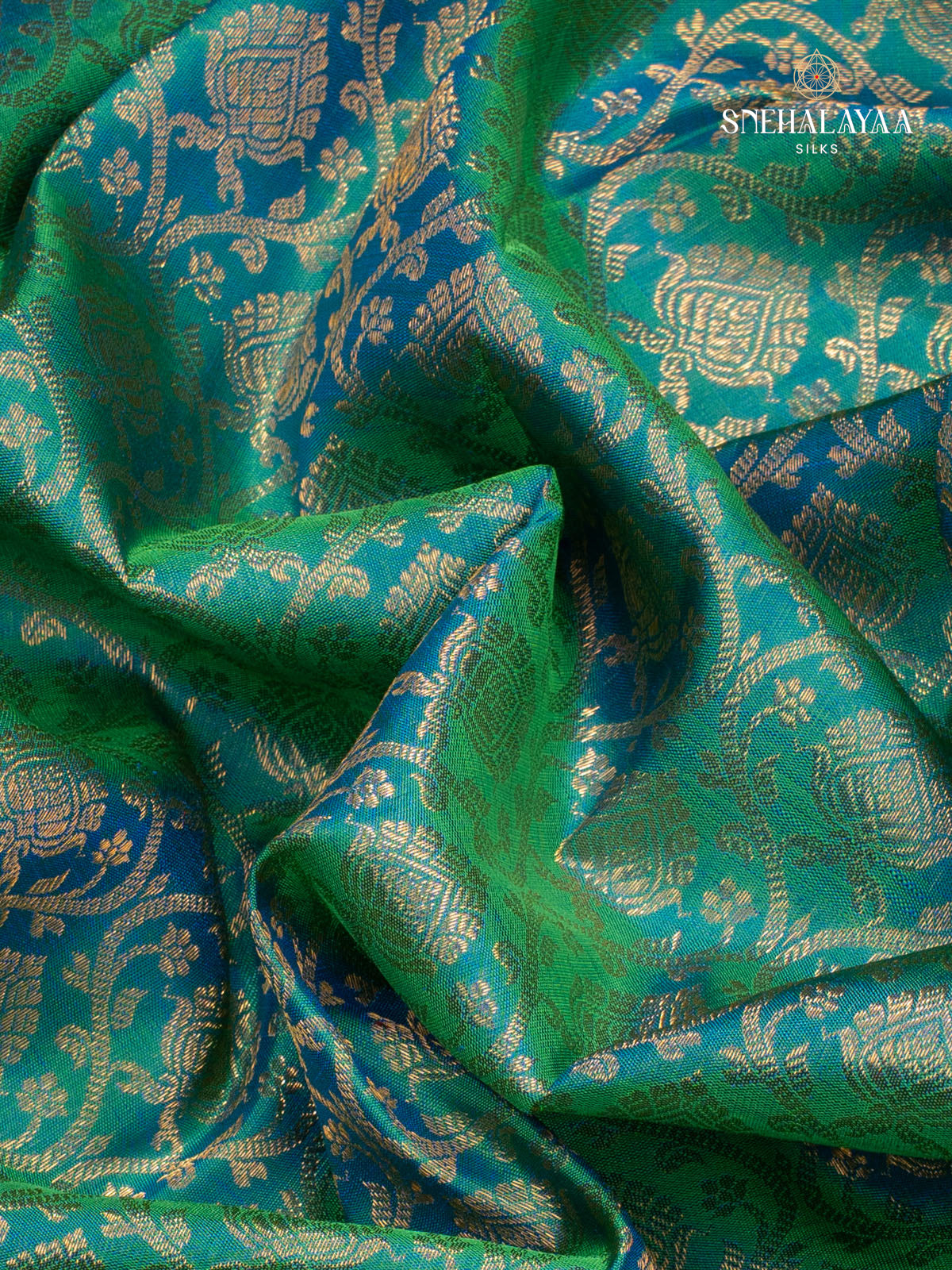 Teal Green Kanjivaram Silk Saree