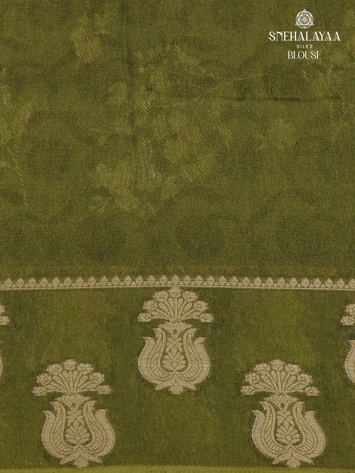 Olive Green Printed Matka Saree