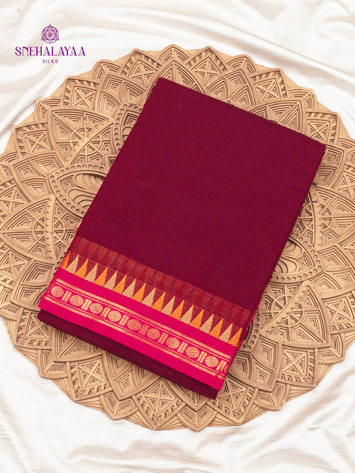 Deep Maroon Chettinad Cotton Saree