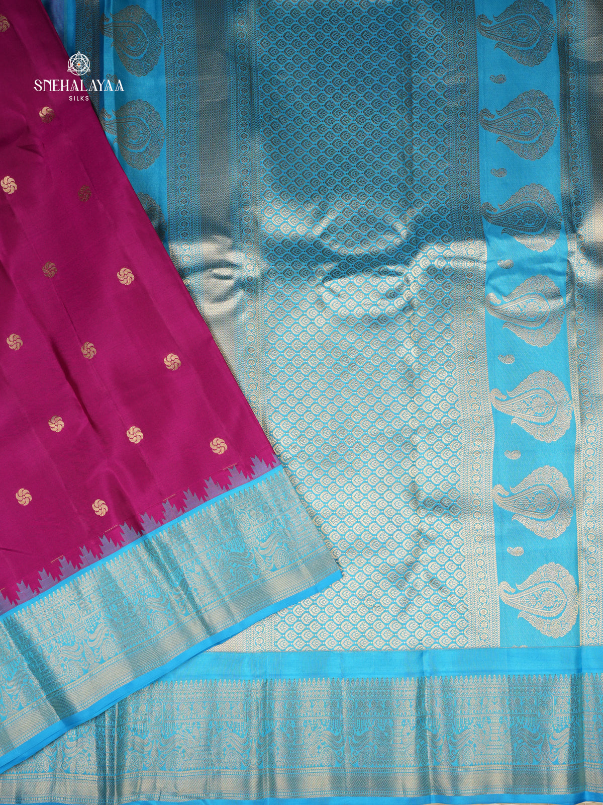 Magenta Gadwal Silk Saree