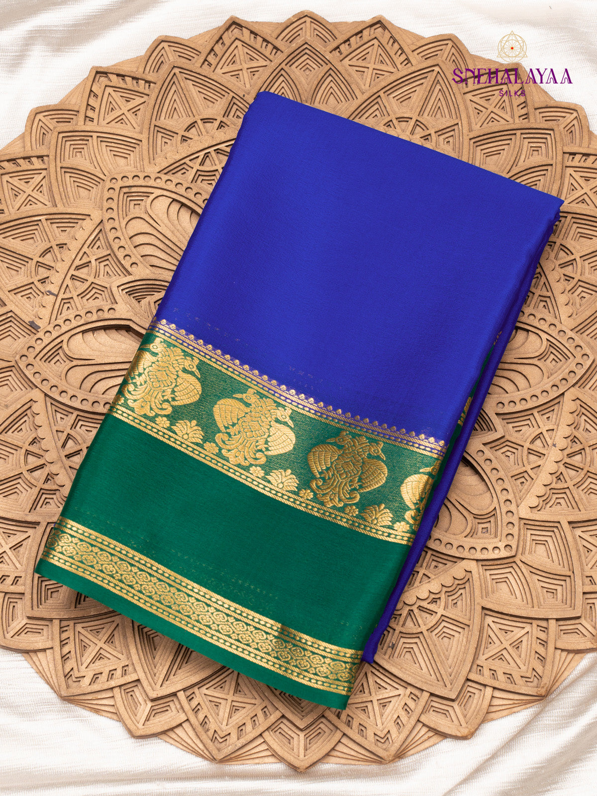 Blue Mysore Crepe Silk Saree