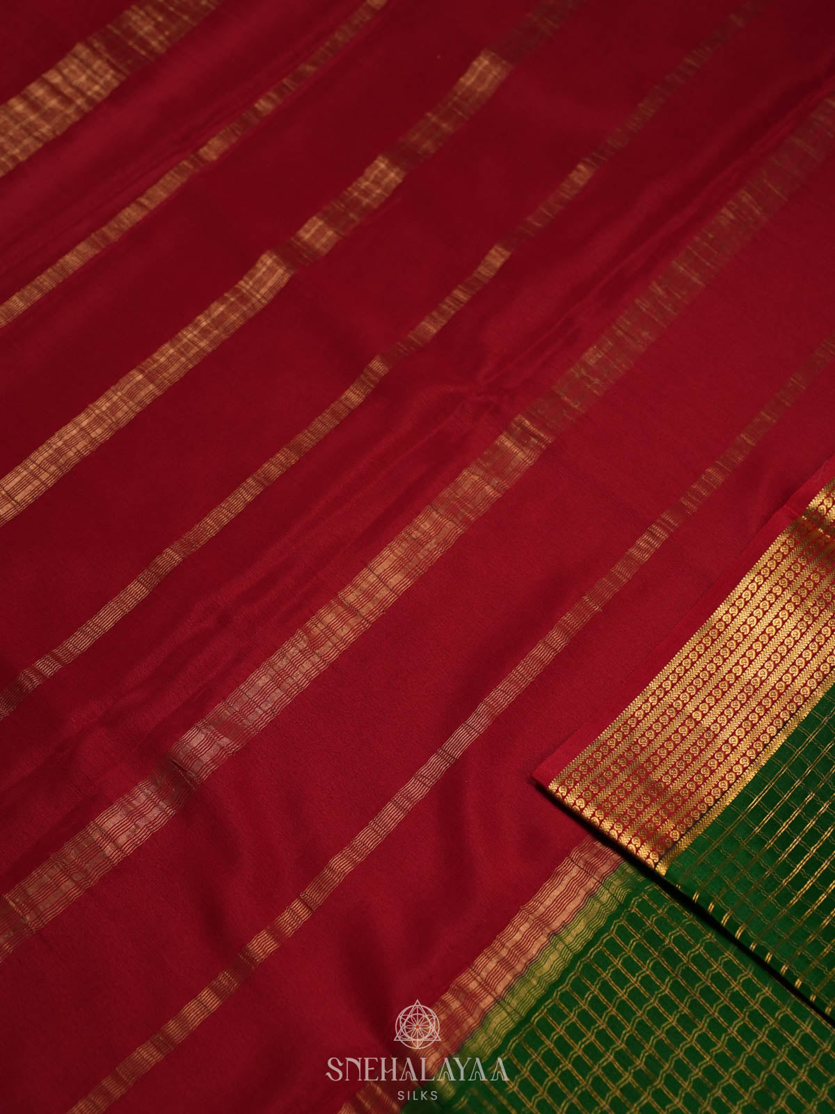 Bottle Green Mysore Silk Saree