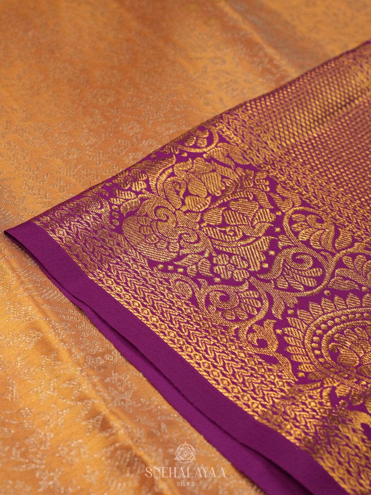 Golden Kanjivaram Silk Saree