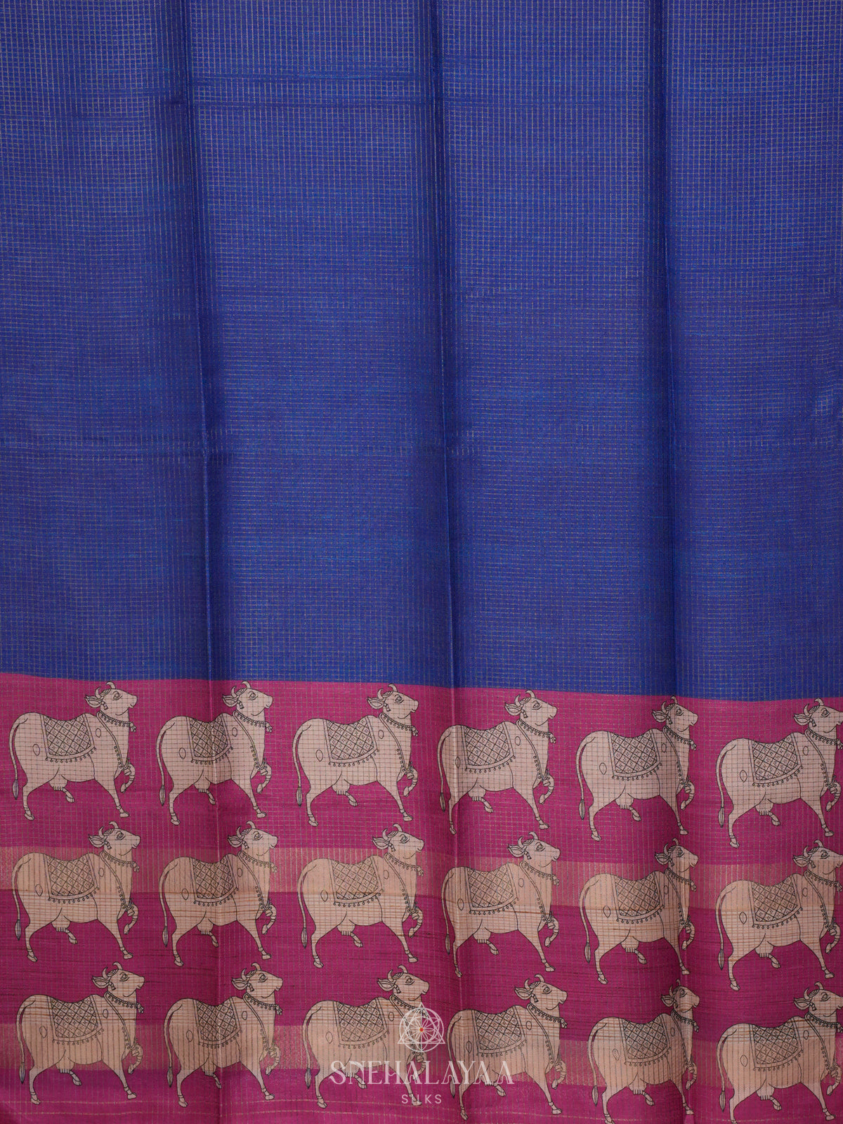 Navy Blue Tussar Saree