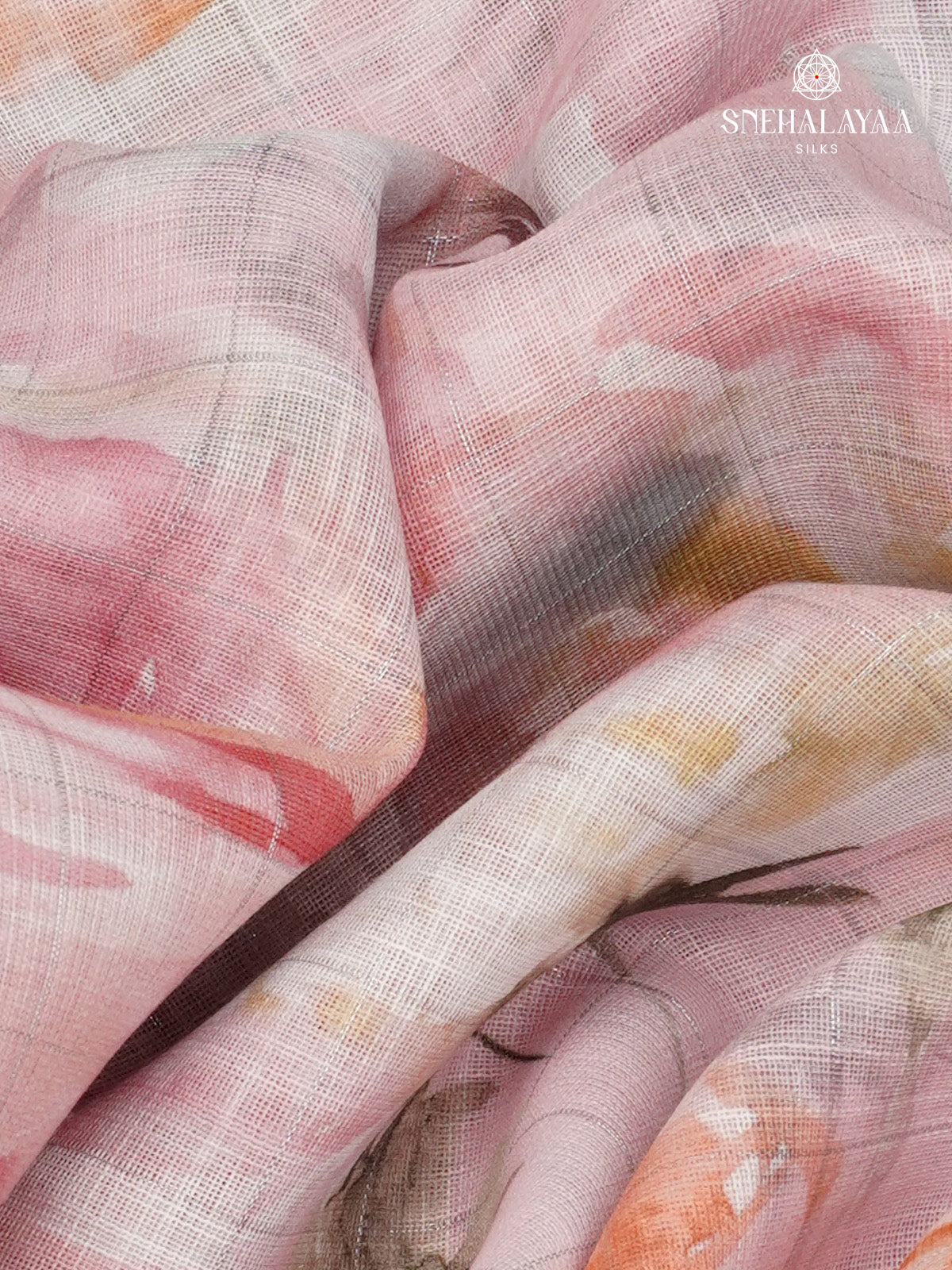 Pastel Mauve Printed Linen Saree