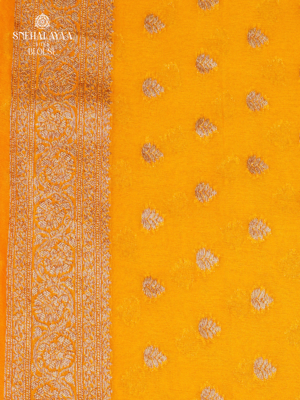 Mango Yellow Banaras Crepe Silk Saree
