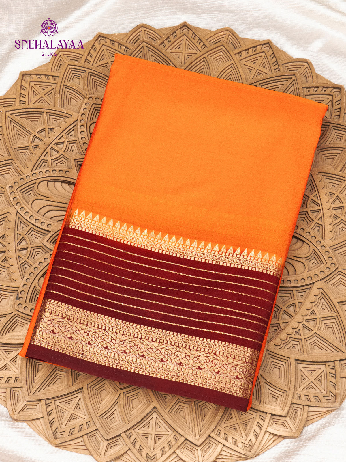 Orange Mysore Silk Saree