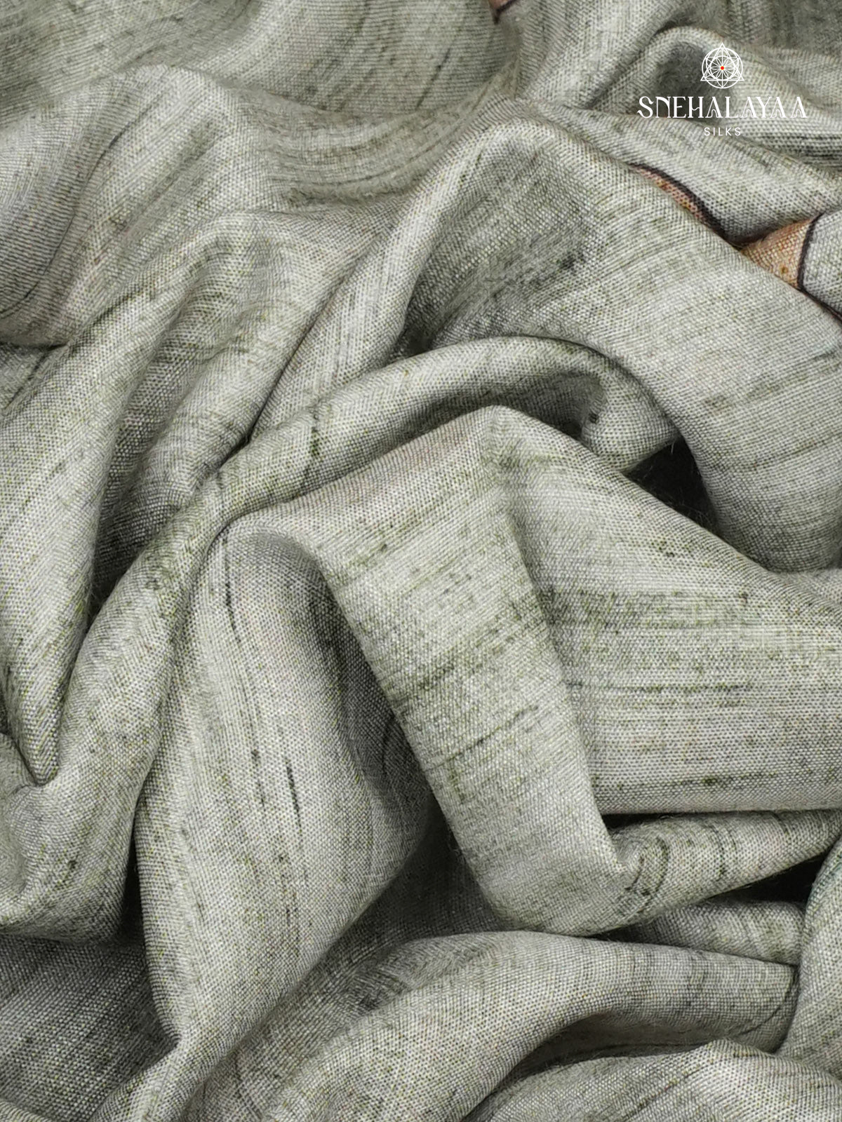 Grey Floral Printed Tussar Saree