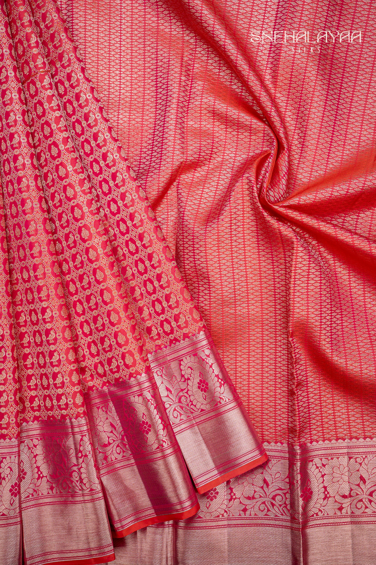 Hot Pink Kancheevaram Silk Saree