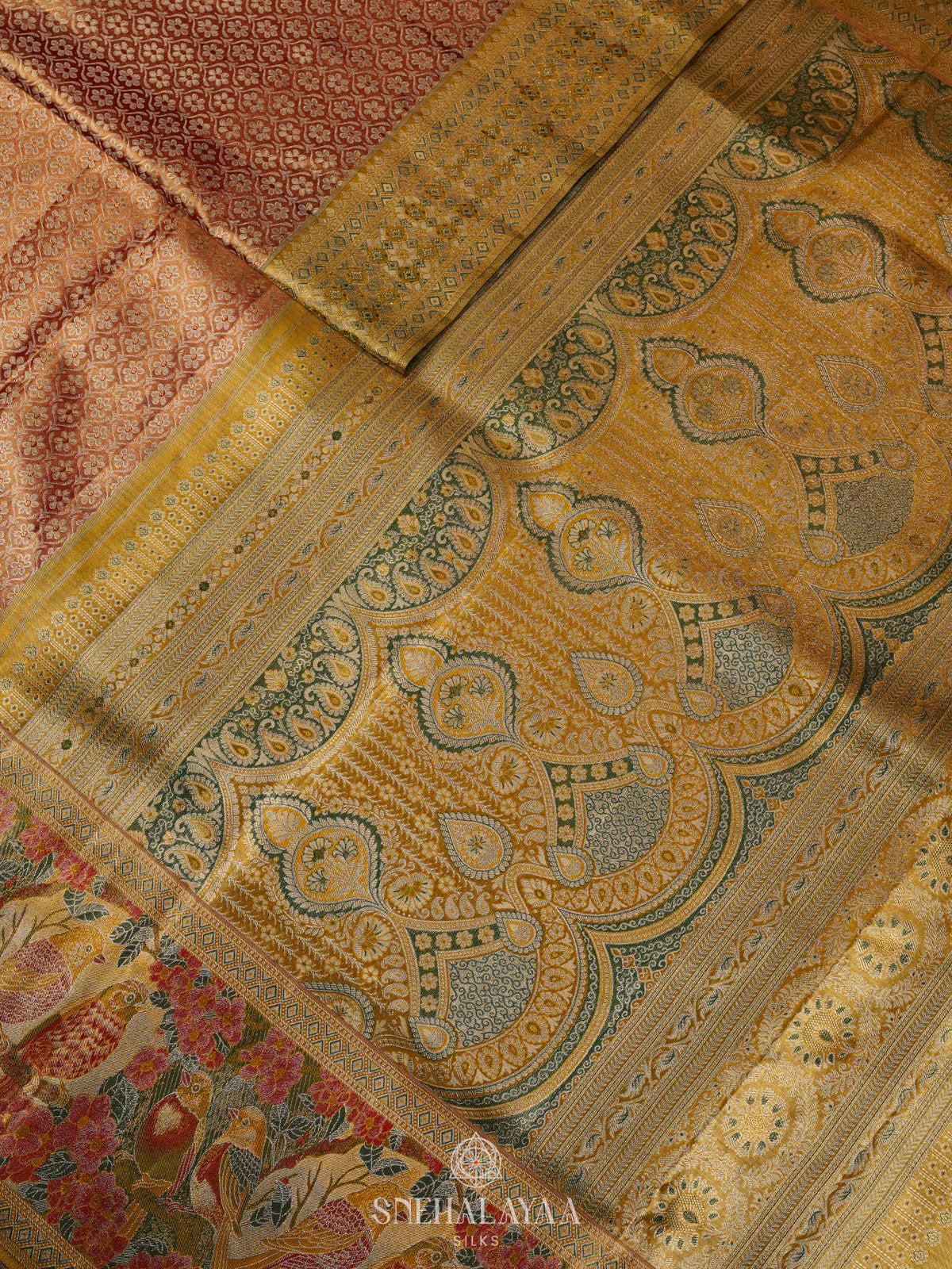 Golden Kanjivaram Silk Saree