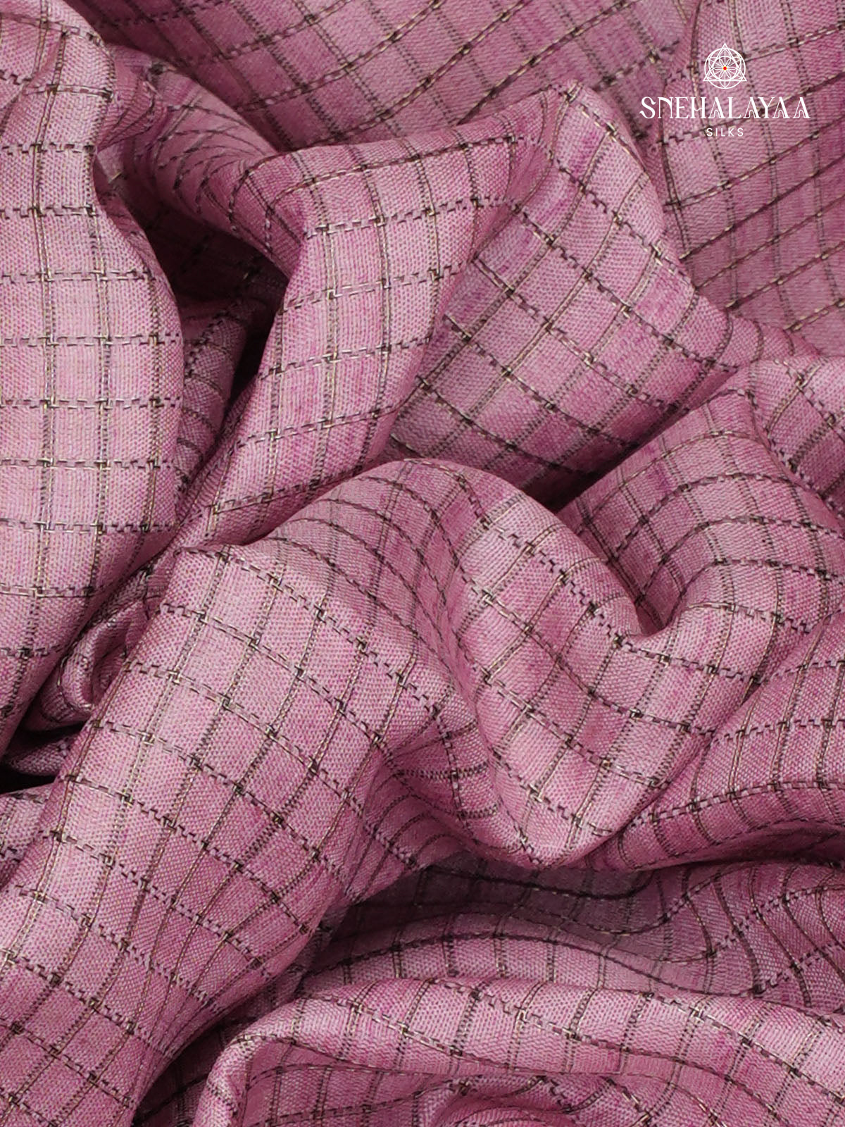 Pink Printed Tussar Saree
