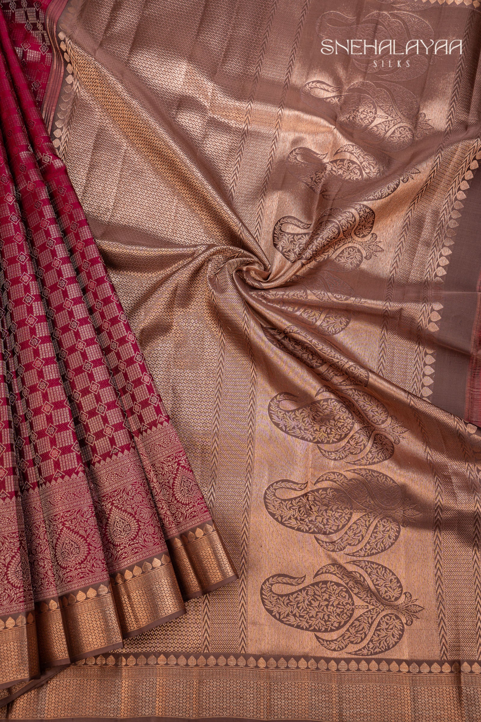 Ruby Red Kancheevaram Silk Saree