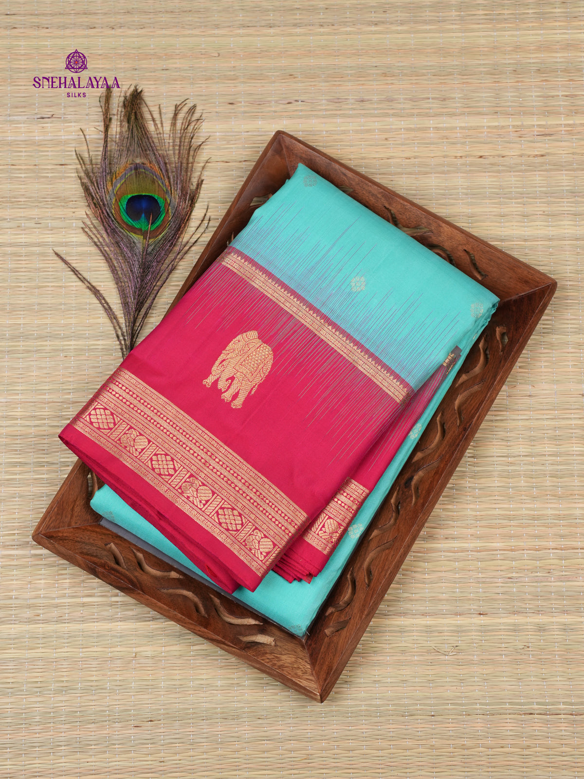 Ice Blue Kanjivaram Silk Saree