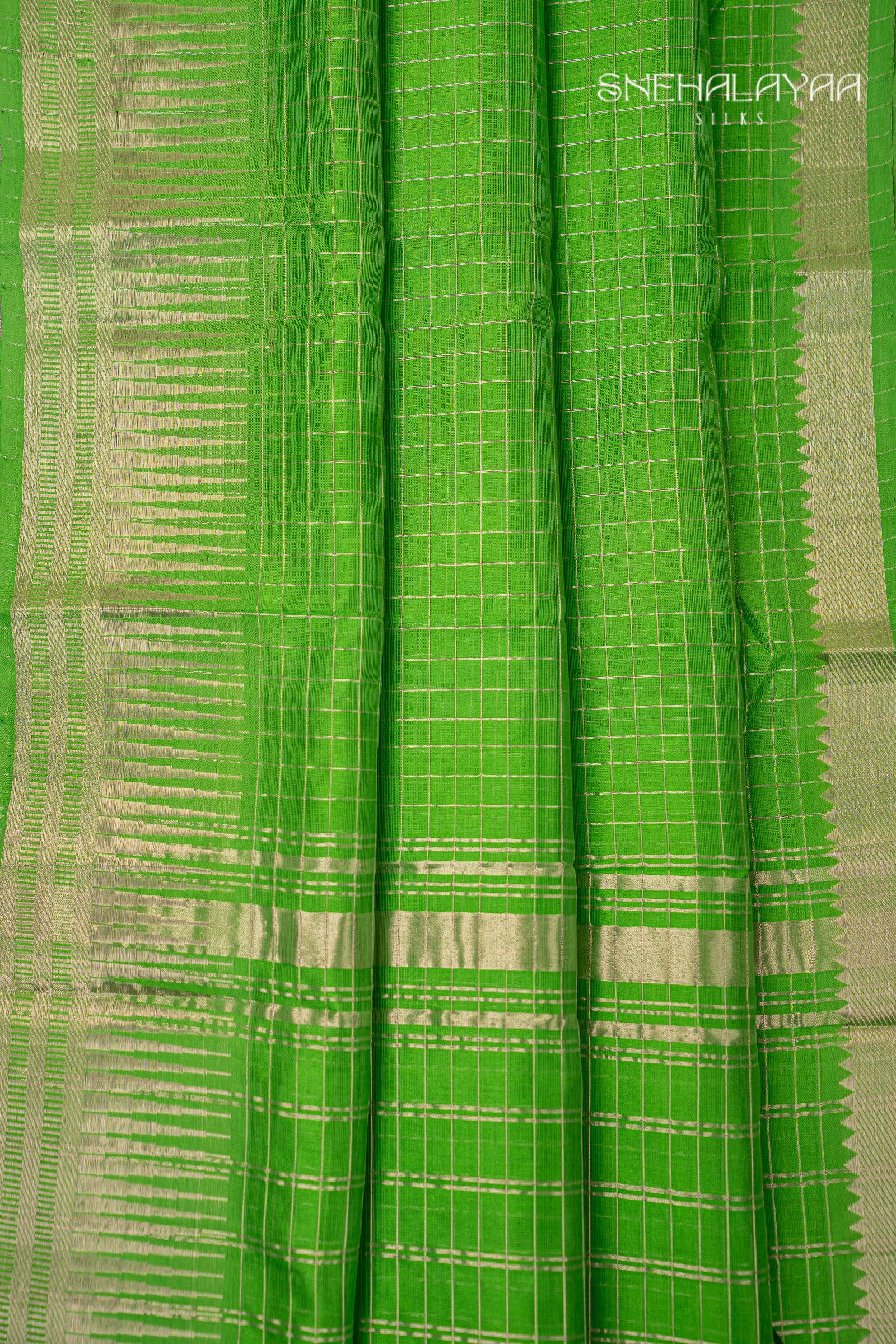 Parakeet Green Mangalgiri Silk Saree